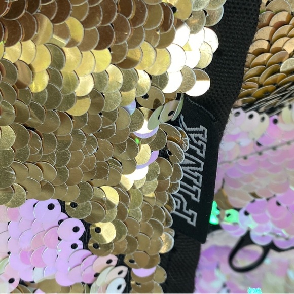 Sequin Gold Victoria’s Secret Large Backpack with PINK Logo - Picture 4 of 5